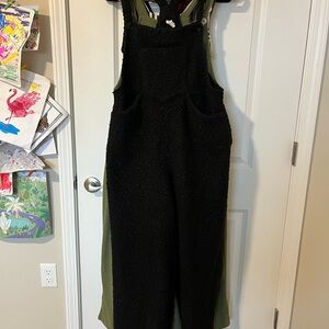 Halara Black Teddy-Textured Overalls